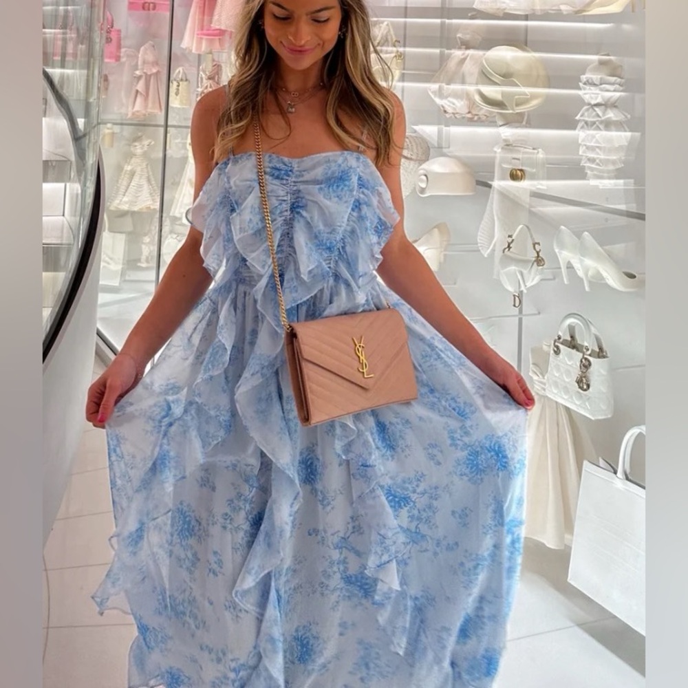 Blue Ruffle Midi Dress - Picture 2 of 7